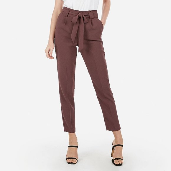 Express Pants - Express High Waisted Paperbag Ankle Pants